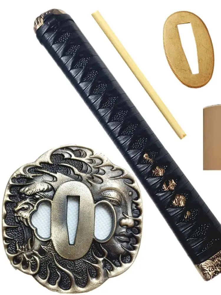 26 см латунная ручка для защиты рук Tsuba Menuki Fuchi Kashira японского самурая Katana Wakizashi Tanto