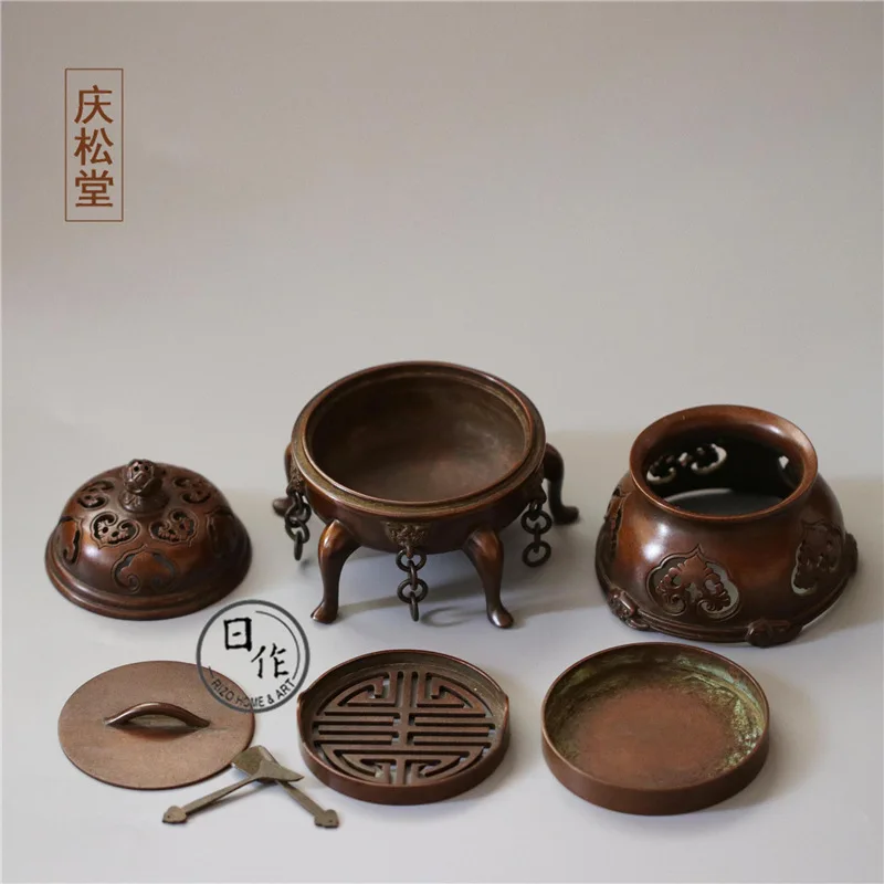 Фото Курильница Hu Qingsong из чистой фотолампы, Императорская печь из красной меди, курильница для дома, курильница из сандалового дерева №4