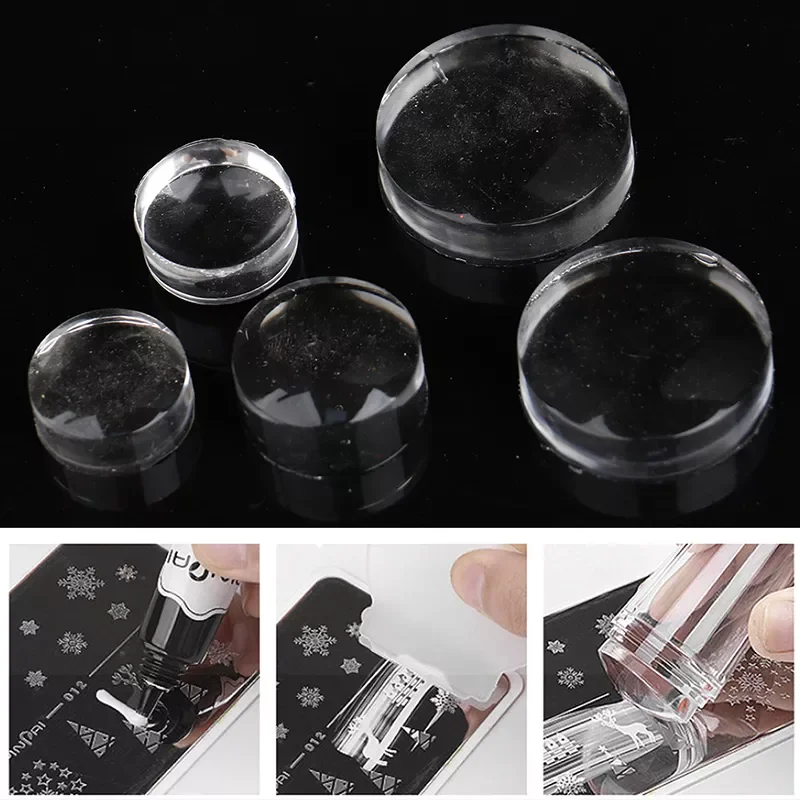 

5pcs Replacement Head Transfer Stamper Silicone Refill Head Clear Jelly French Nail Polish Print Nail Seal Stamp Template