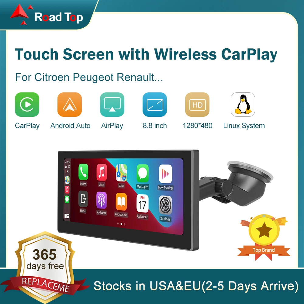 

Road Top Touch Screen of Linux system with Wireless Apple CarPlay Android Auto Air Play Navigation for Citroen DS4 DS5 Renault