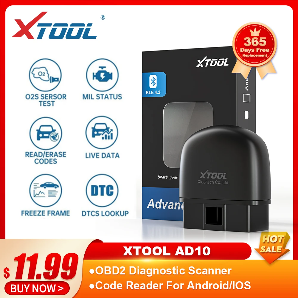 

Автомобильные диагностические инструменты XTOOL AD10 OBD2, считыватель кодов OBD, сканер Android /IOS лучше ELM327 с большим количеством функций, бесплатно...