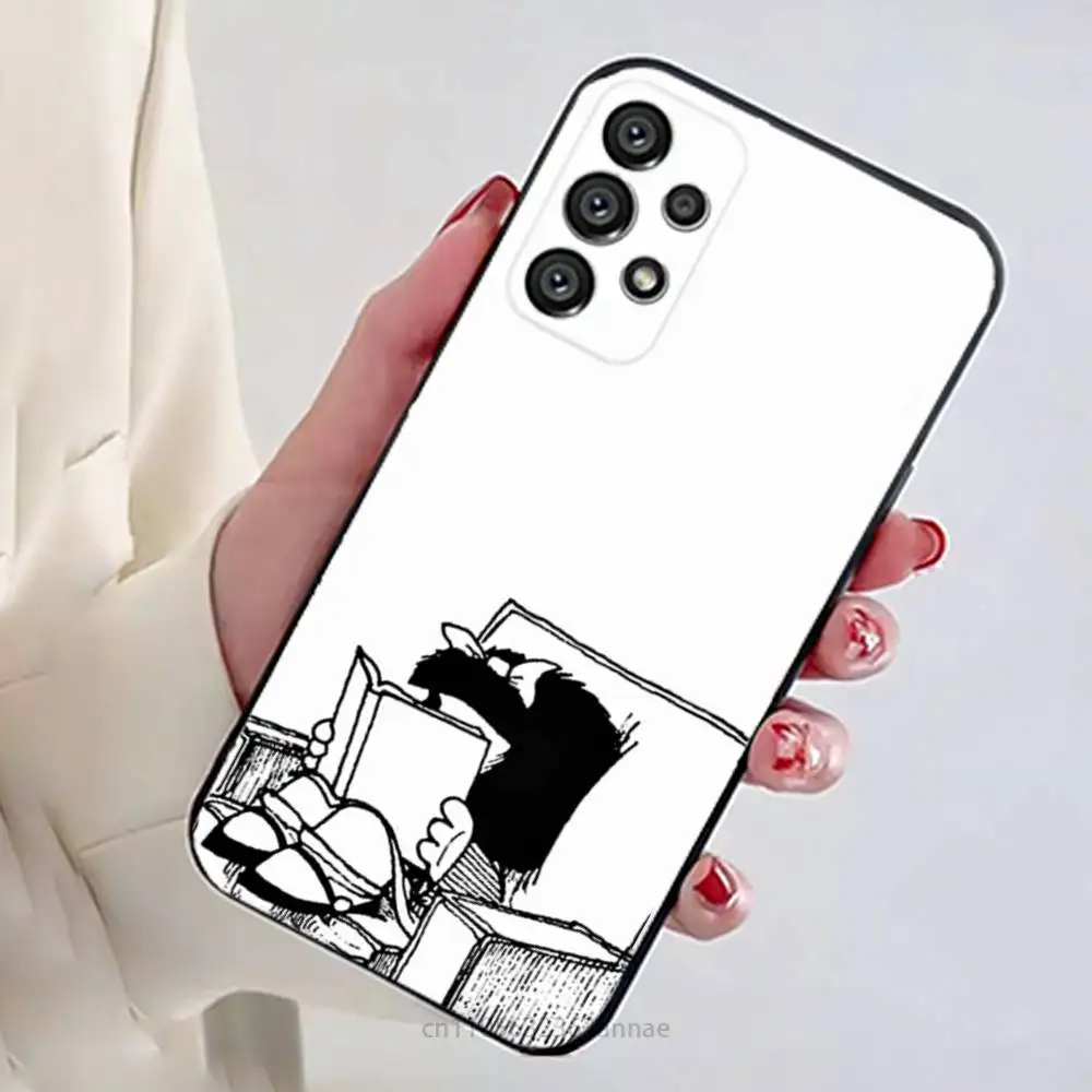 Забавный чехол для телефона M-Mafalda для Samsung Galaxy A13,21s,22,31,32,52,53,71,80,A91, мягкий черный корпус (art.: 3920d9d4e9d2f) - 3920d9d4e9d2f