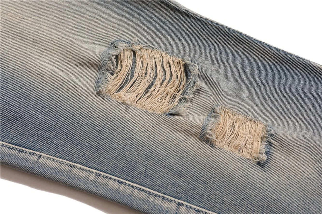 Cav Empt Logo Hole Jeans Trouser mens jeans Washed CAVEMPT C.E Ripped Jeans Men Women 1:1 High Quality Zipper
