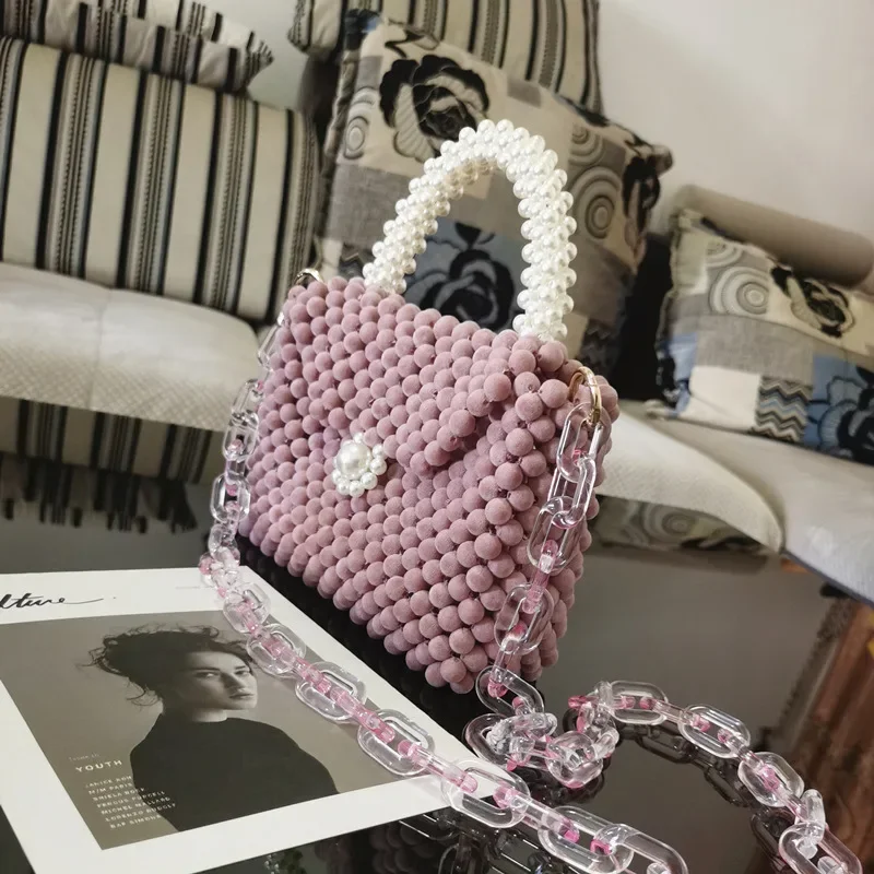 Женская модная сумка в стиле ретро с жемчугом ручной работы из бисера изящные