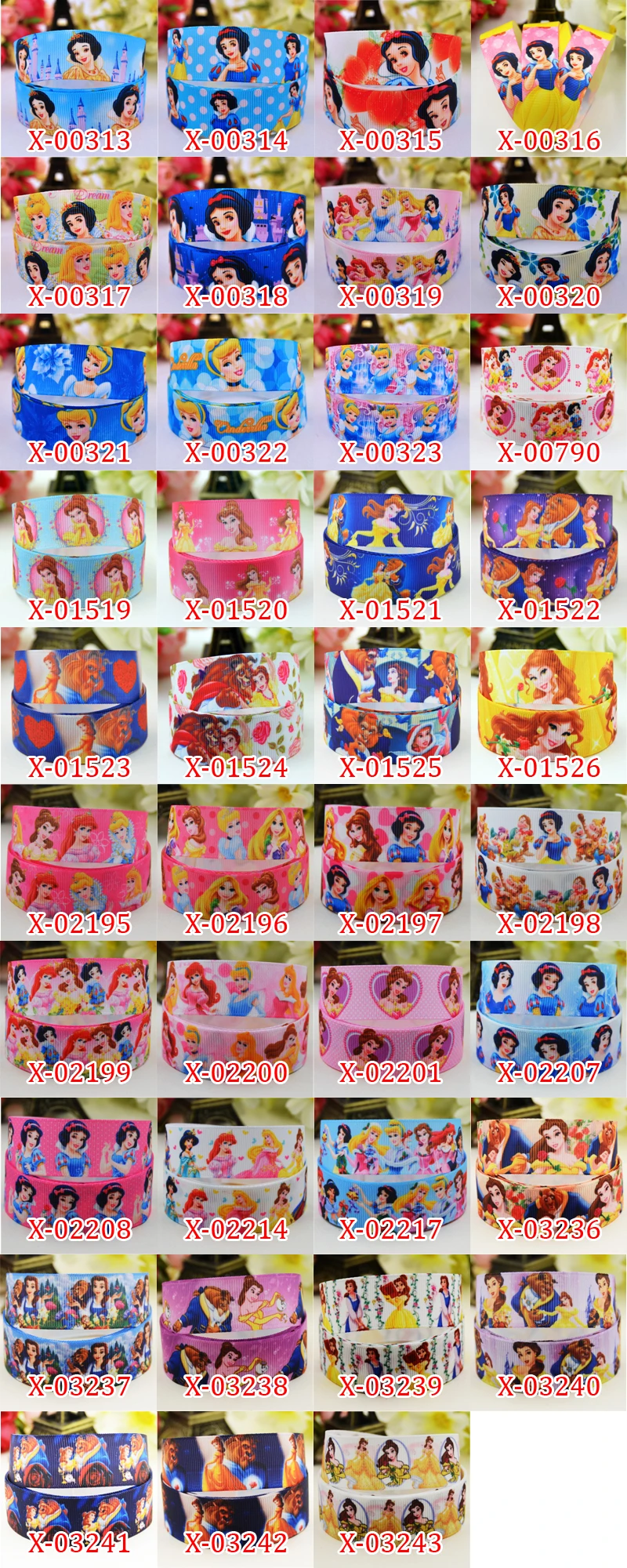 

22mm 25mm 38mm 75mm Ruban satin Custom Cartoon Character printed Grosgrain Ribbon party decoration 10 Yards Pr*nc*ss02