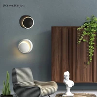 led wall lamp 360 degree rotation adjustable bedside lights white black creative wall light black modern round wall sconce lamps