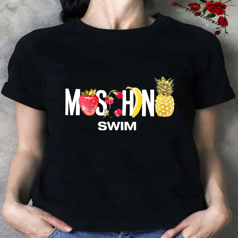

Strawberry Banana Pineapple Fruit Letter Print Women T Shirt Summer Short Sleeve Top T Shirt Unisex T Shirt Retro Casual T Shirt