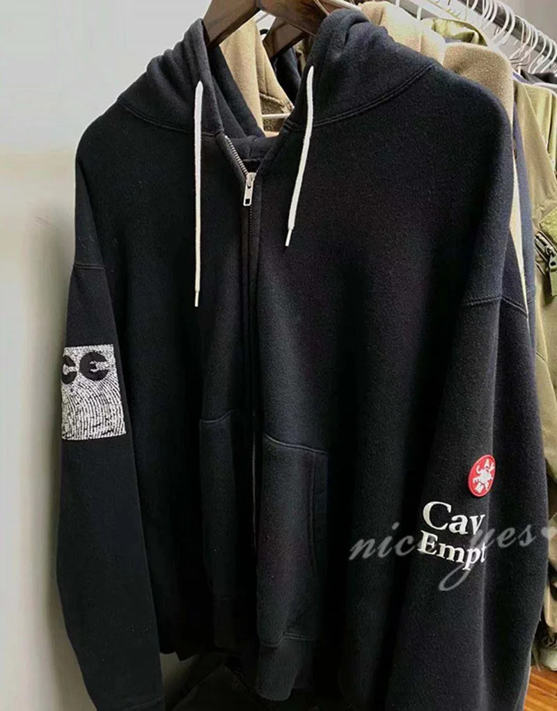 

C.E CAVEMPT Oversized Hoodie Men Women Zipper Plus Fleece Embroidered Jacket Cav Empt C.E Couple Sweater