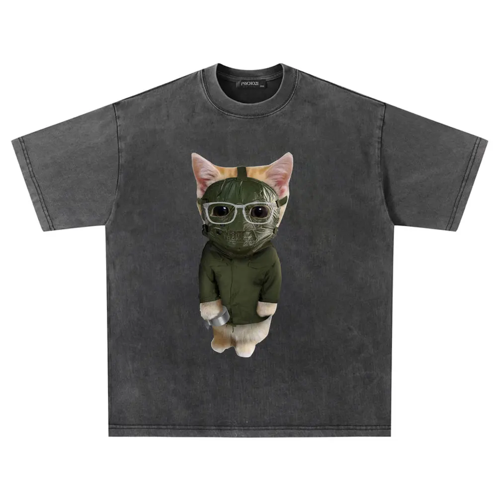 

Cartoon Funny El Gato Meme Sad Crying Cat Munchkin Kitty Meme Graphics Wash Vintage T-shirt Streetwear Washing Vintage T-shirts