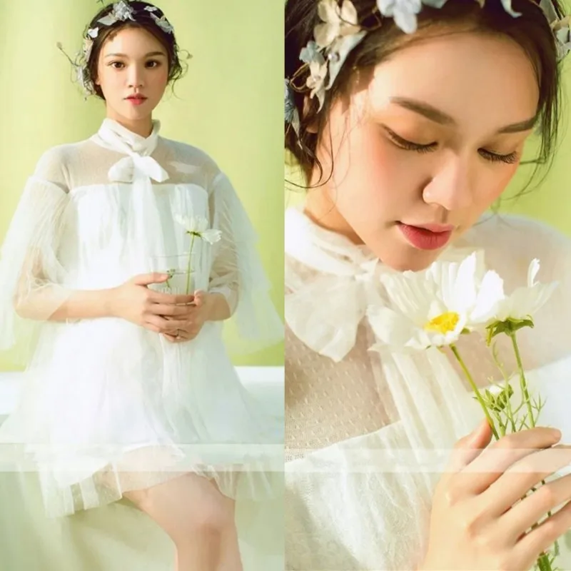 Фотография для беременных белое саронг женское элегантное прозрачное платье с