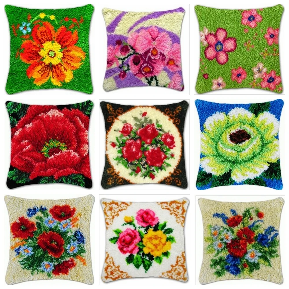 

Красивый цветочный крючок с защелкой, набор ковровых покрытий, 3D сегментная вышивка, подушка, шерстяной вышивка крестиком, ковер, вышивка по...