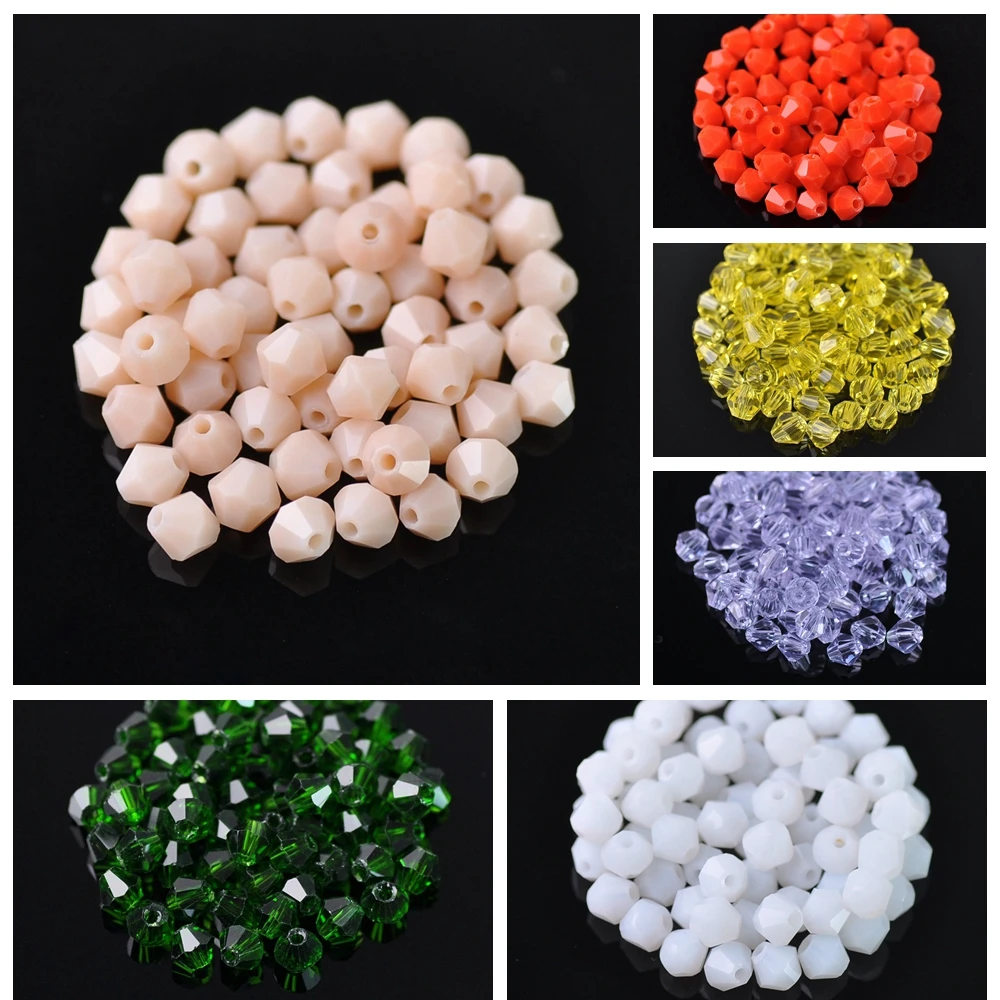 Двухконусные граненые бусины из хрустального стекла 3 мм 4 6 8 однотонные россыпью