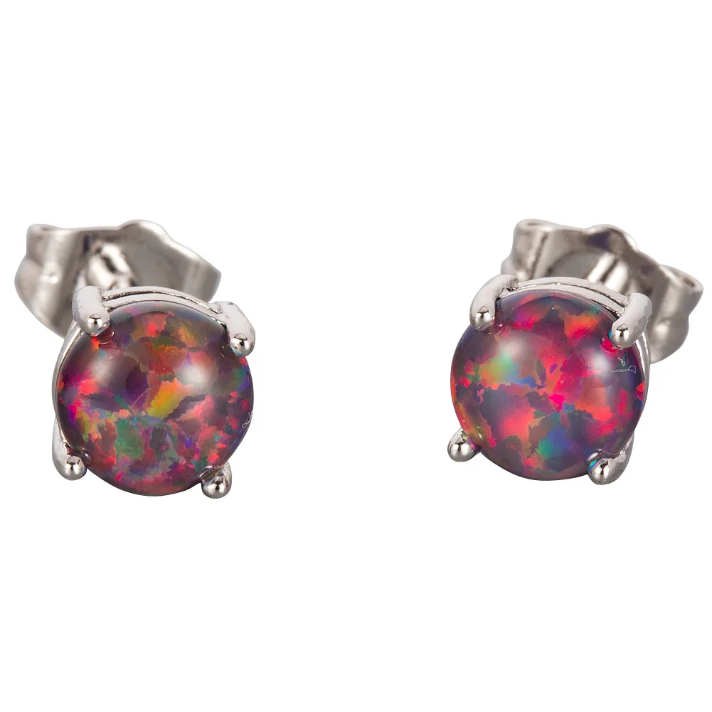 KONGMOON простой 6 мм круглый черный Вишневый красный Огненный Опал Кабошон