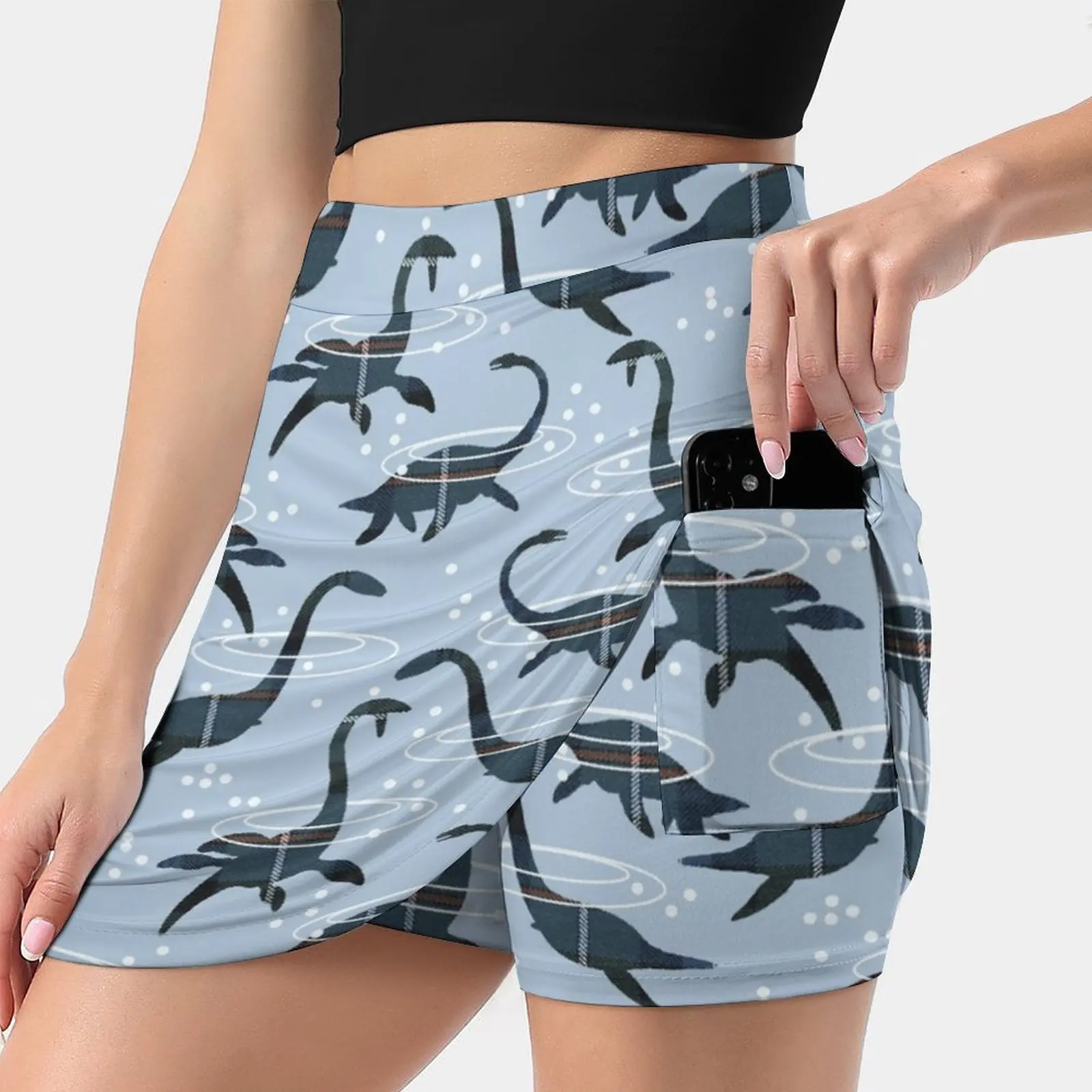 

Nessie Women's skirt With Hide Pocket Tennis Skirt Golf Skirts Badminton Skirts Running skirts Plesiosaur Dinosaur Monster