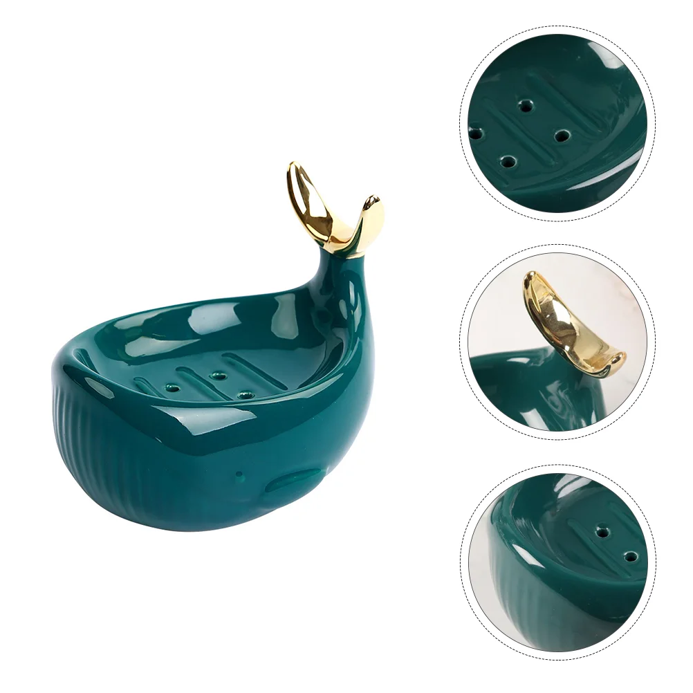

Soap Dish Holder Ceramic Tray Saver Case Drain Sponge Bathroom Cute Draining No Box Perforating Shelf Toilet Delicate Shower