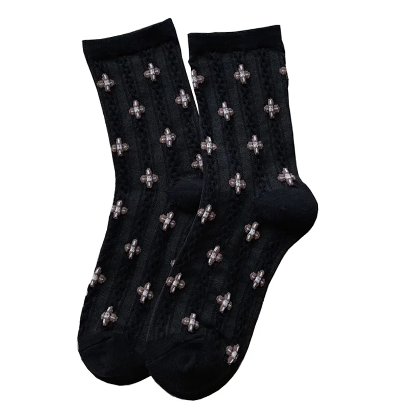5 Pair Free Shipping Items Winter Socks Woman Fashion Print Long Cotton Socks Cute  Designer Vintage Harajuku Streetwear Socks