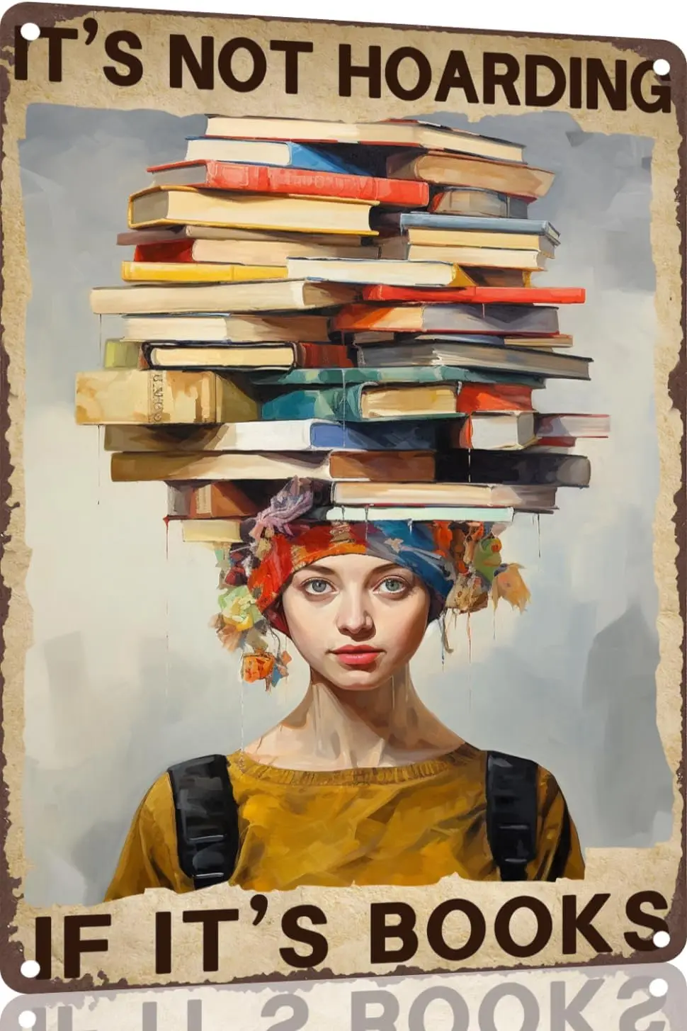c Retro Metl Tn Sgn Grl Redng Book ts Not Hordng f Books Vntge Wll Decor for Lvng Room Office Clssroom Lbrry Cfe Couyrd De
