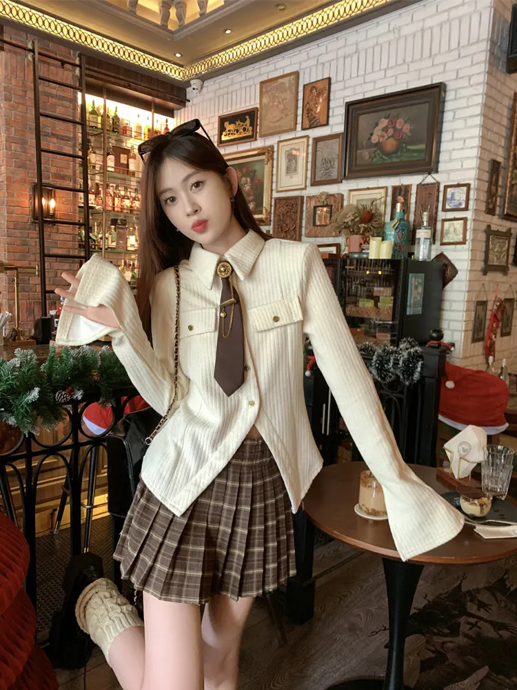 Корейская серия рубашки с искусственным карманом женские весенне-осенние новые
