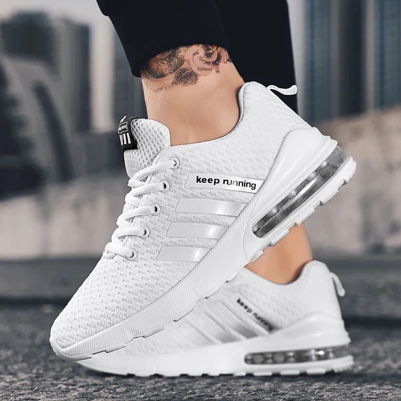 2022 Hot Sale Air Cushion Running Shoes Men White Sports Shoes Big Size 46 Low Outdoor Mens Trainers Lightweight tenis masculino
