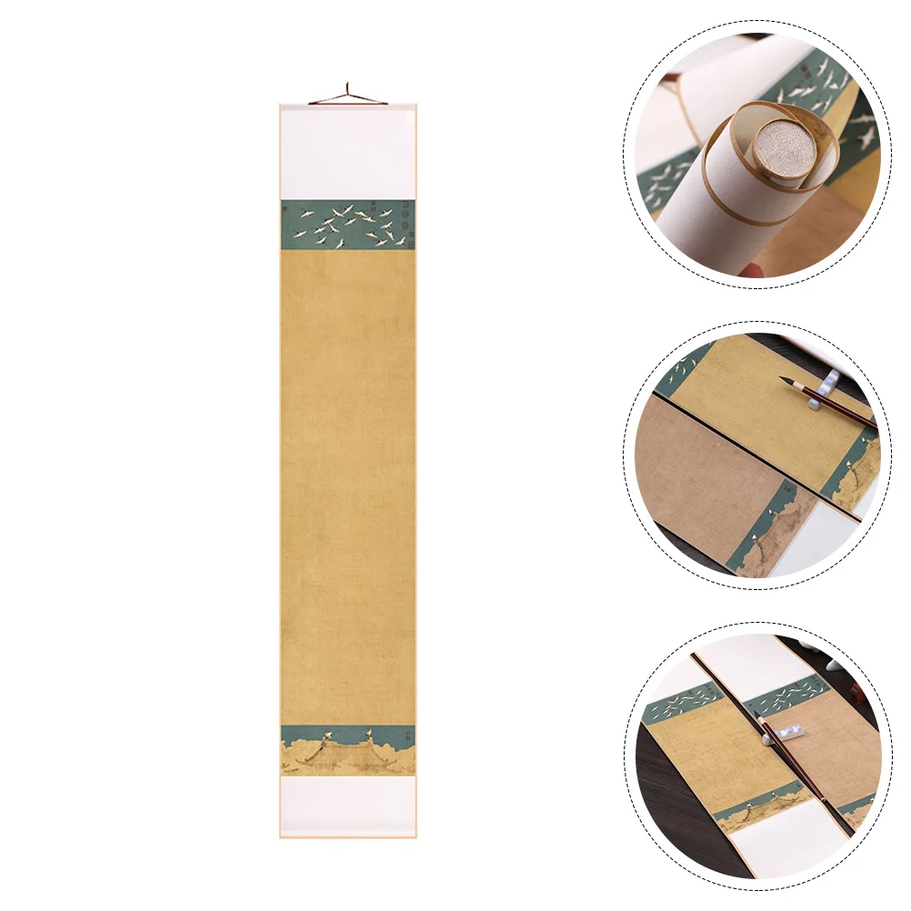 

Scroll Paper Calligraphy Blank Hanging Xuan Chinese Sumi Scrolls Poster Frame Painting Wall Hanger Writing Photo Wooden Mounting