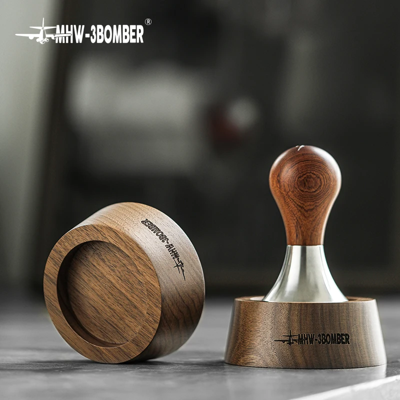 

Vintage Coffee Tamping Station 51 to 58mm Universal Chic Espresso Tamper Storage Rack Cafe Bar Counter Accessories Wooden Mat