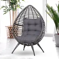 Patio Wicker Lounge Chair with Soft Cushion Outdoor/Indoor PE Rattan Egg Teardrop Cuddle Chair garden chair Outdoor Garden Decor