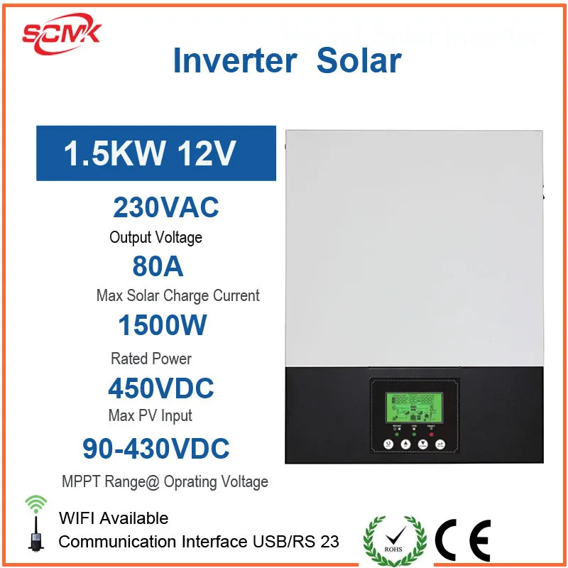 SCMK 1500W 2400W Inverter 12V 220V MPPT Pure Sine Wave Solar Power Bank Supply Mini Converter for Home Using |
