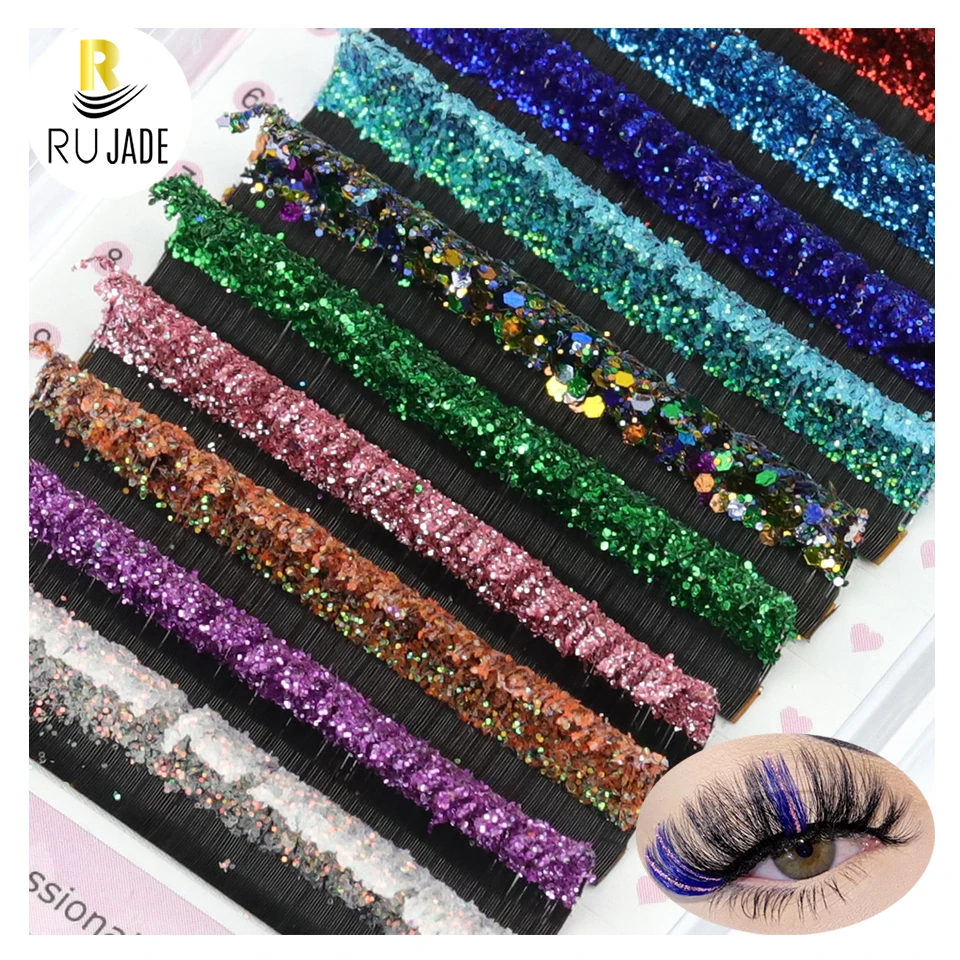 

NEW Mix Colors Glitter Eyelashes Extension Shiny Colorful False Individual Lashes Faux Russian Volume Lashes For Makeup Supplies