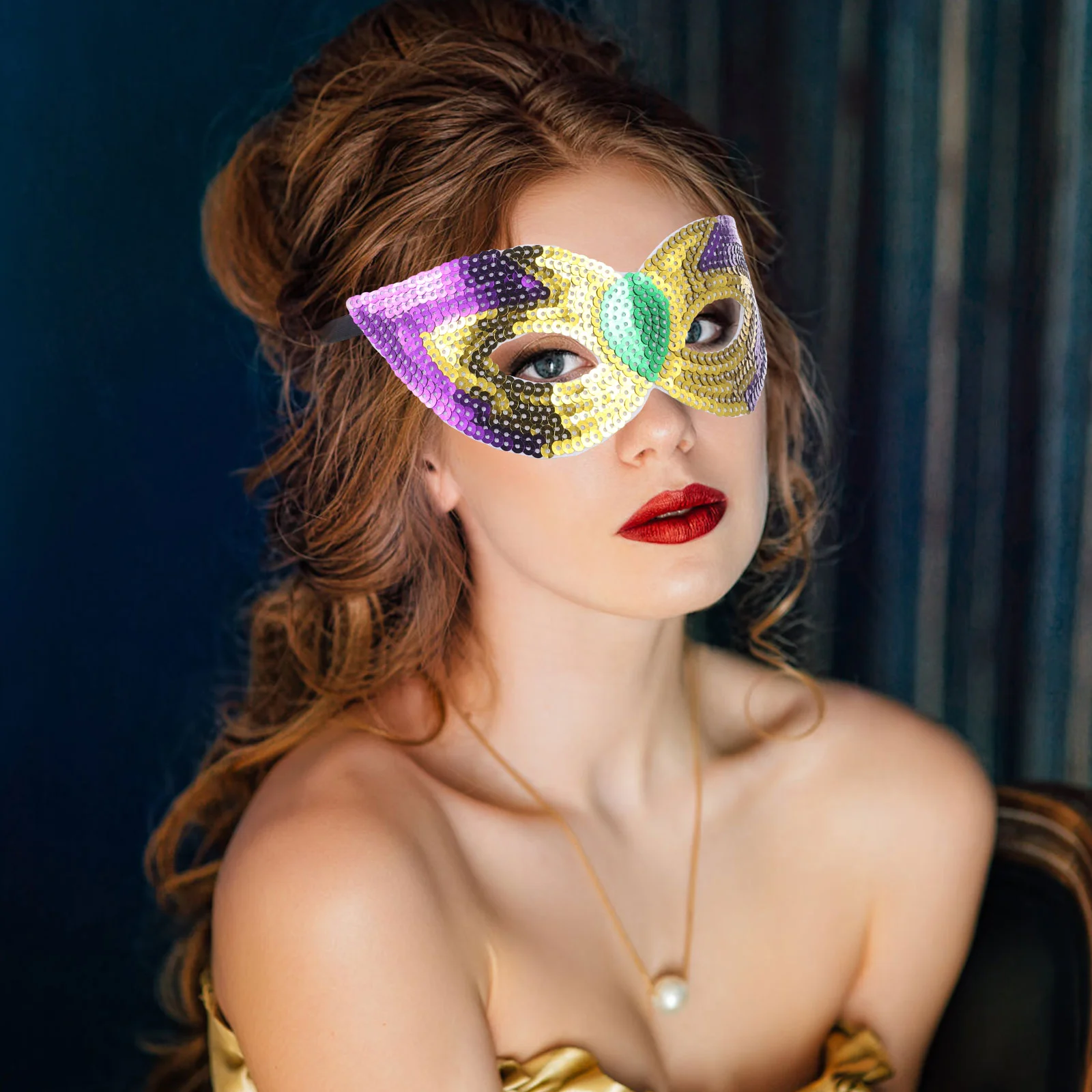 6 Pcs Carnival Mask Halloween Masquerade Ball Party Mardi Gras Props Cosplay Sequins Decorative Miss