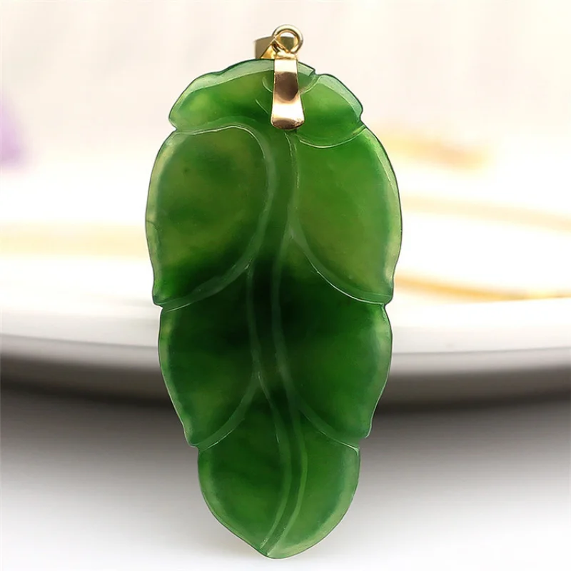 Подвеска RealHetian Green Silverof the Rich Jasper Leaf Jade Penda