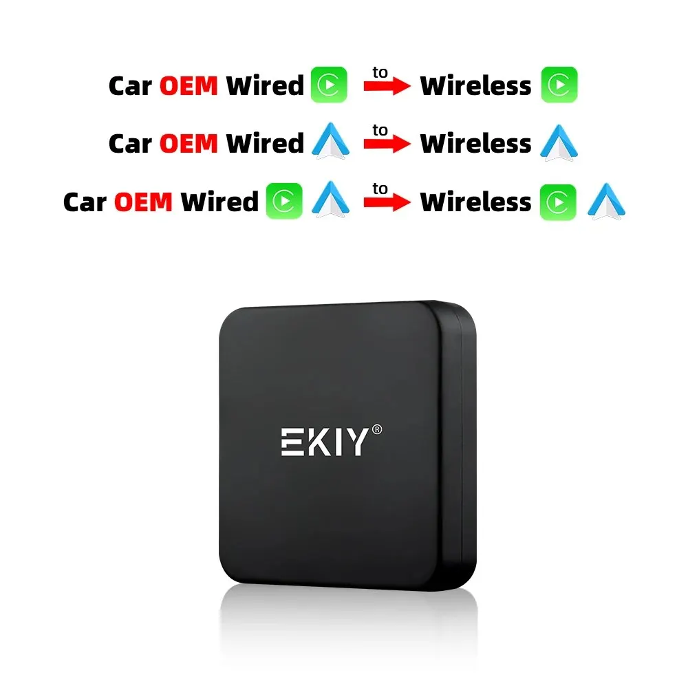 

EKIY 2in1 Wireless CarPlay Dongle Беспроводной Android Auto адаптер AI Smart Box Автомобильные интеллектуальные системы для а...