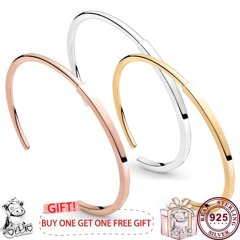 

New Hot 925 Silver Delicate C-shape Classic I-d Women's Folding Logo Bracelet For Original High Quality Charm Fashion Jewelry