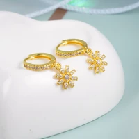 top quality copper jewelry fashion cubic zircon punk gold dangle hoop earings flowers earrings for women man accessories