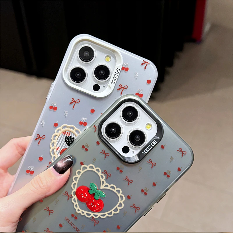 Милый чехол с вишневым бантом и узором для Samsung Galaxy S25 S24 Ultra S23 S22 S21 Plus FE A56 A36 A26 5G A16 A06