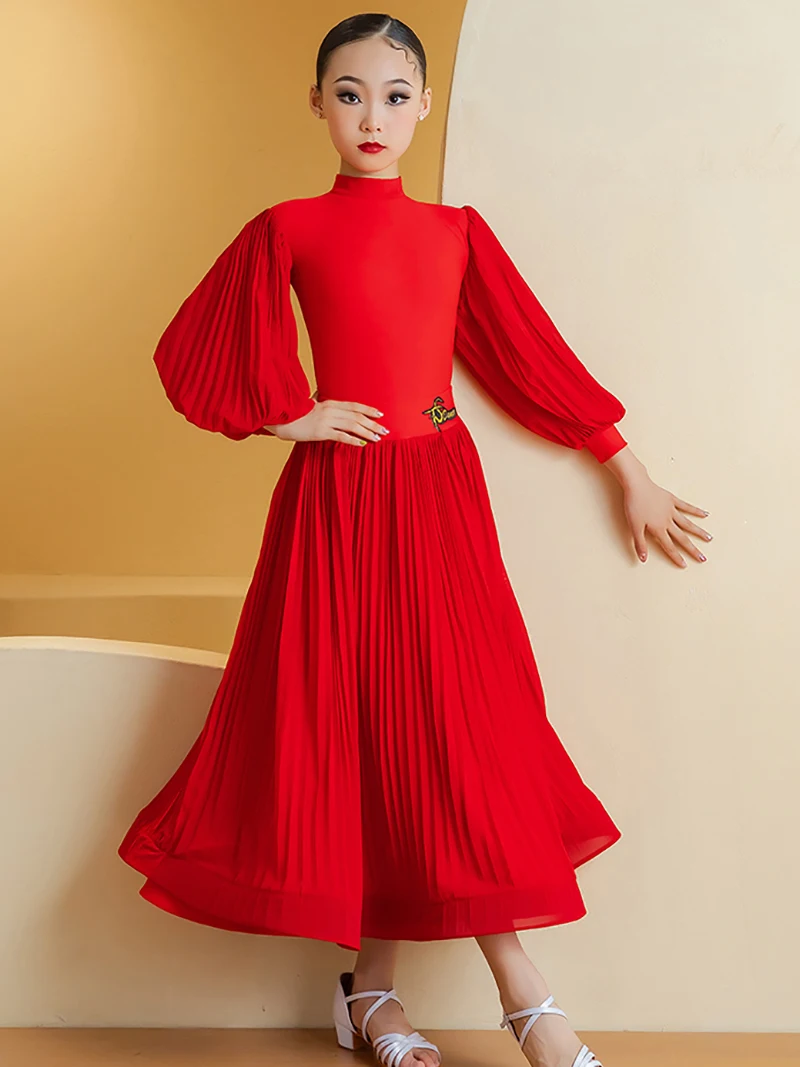 Детская танцевальная одежда для латинских танцев с длинными рукавами девочек