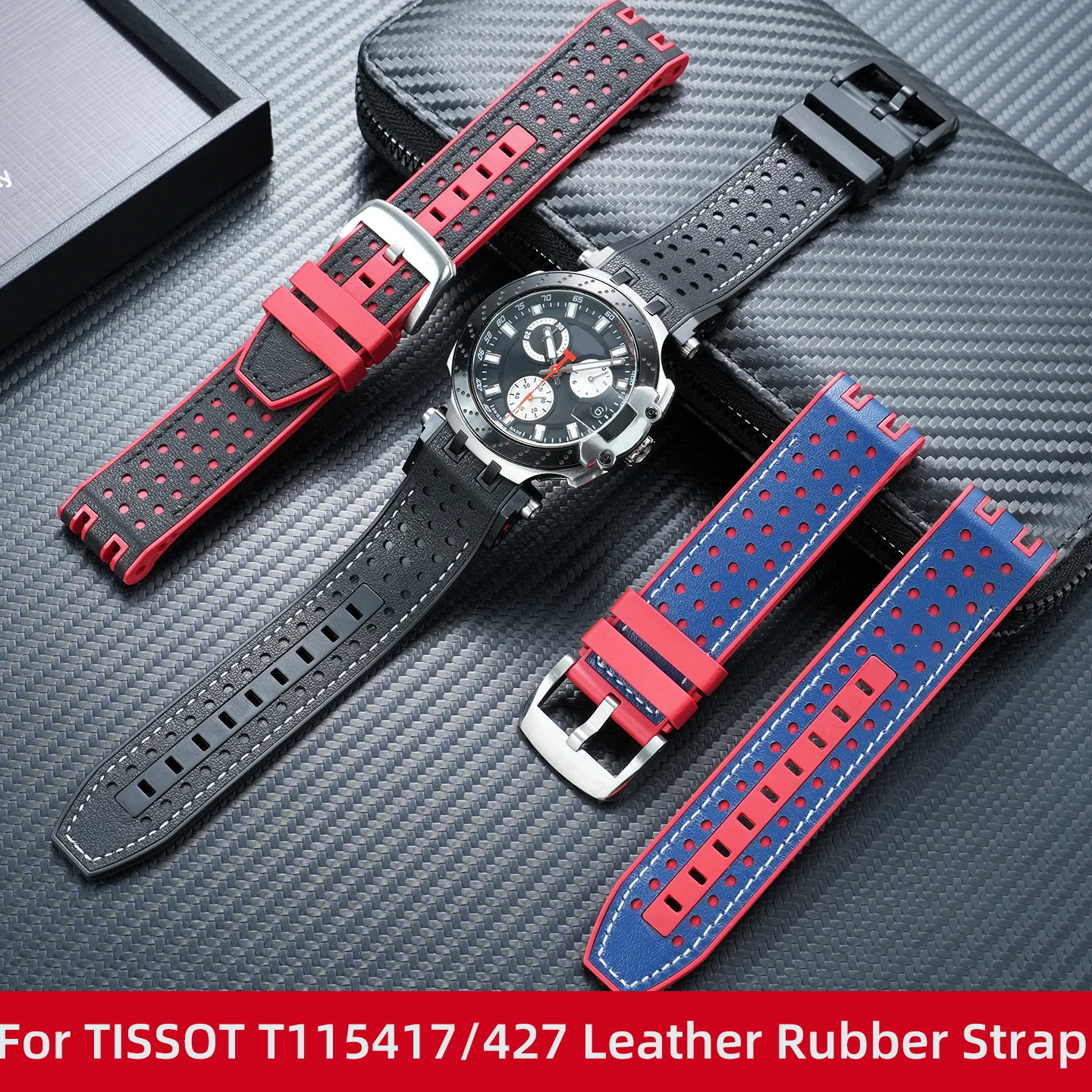 Фото Водонепроницаемый спортивный силиконовый ремешок для часов TISSOT 1853 T-Race T115, кожаный резиновый ремешок для часов 22 мм T115417 T115427, мужской браслет №1