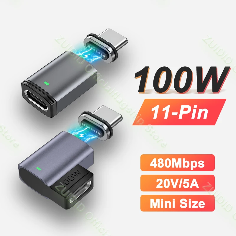 

PD 100W USB C To Type C Magnetic Adapter 5A Fast Charging USB Type C Magnet Data Converter 11-Pin Magnetic Cable USB C Connector