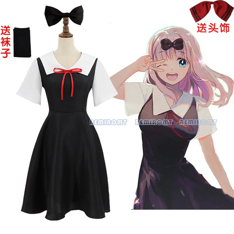 Парик для косплея из аниме Кагуя-сама: Love Is War платья Shinomiya Kaguya Fujiwara Чулки с бантом