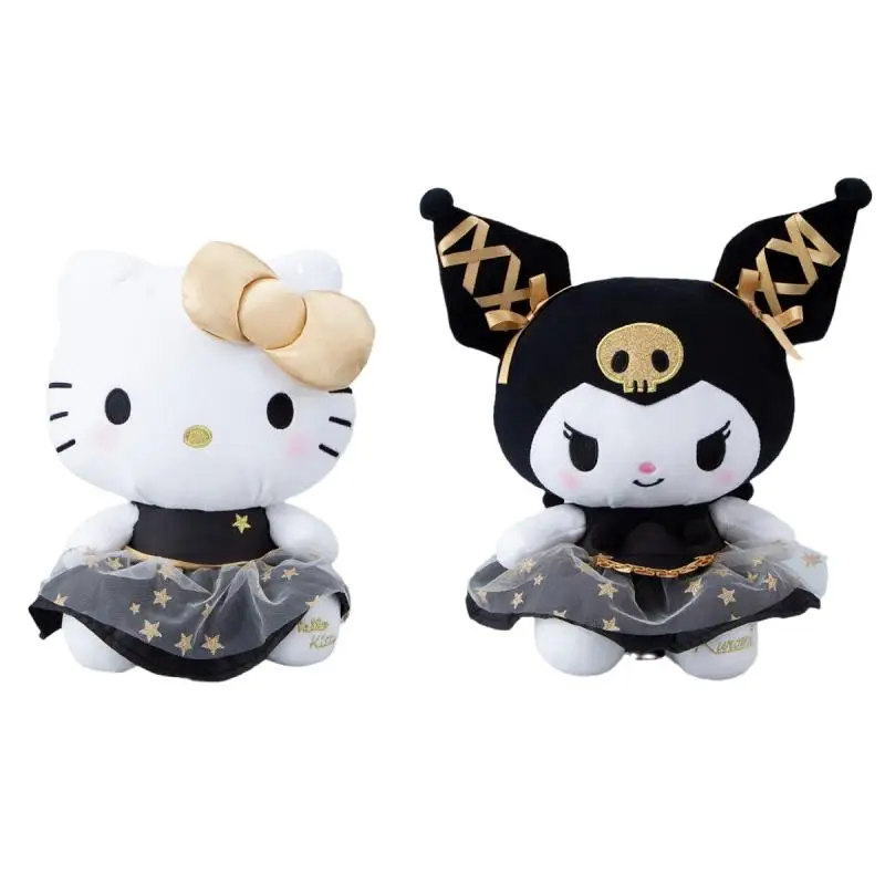 

Sanrios Kuromi Hellokittys Anime Cute Cartoon Plush Doll Japanese Kawaii Girl Heart Soft Three-Dimensional Dress Plush Doll