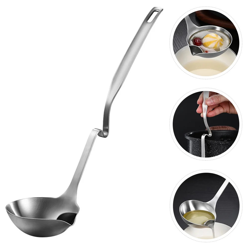 

Grease Spoon Ladle Hot Pot Soup Hole Stainless Steel Long Handle Scoop