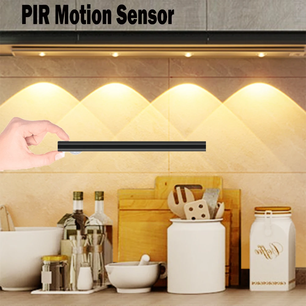 PIR Motion Sensor Portable LED Night Light Wireless Detector USB Rechargeable Dimmable Bedroom Closet Room Aisle Lamp Bar