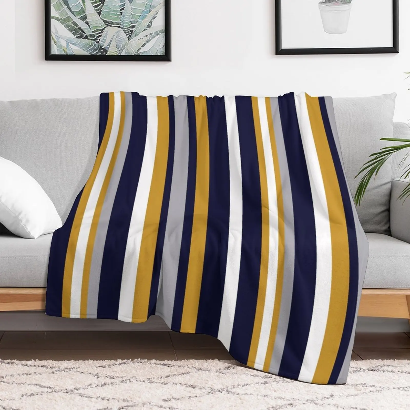 Современный вертикальный узор в полоску медово-горчично-желтый темно-синий