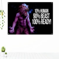 10 human 90%beast 100 ready inspirational quotes poster tapestry gym decor sports fitness workout banner flag wall stickers