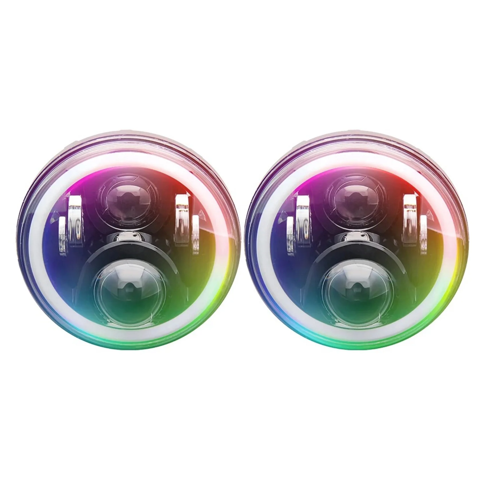 RGB 7-дюймовые светодиодные фары Halo DRL комбинированный комплект Bluetooth-пульт