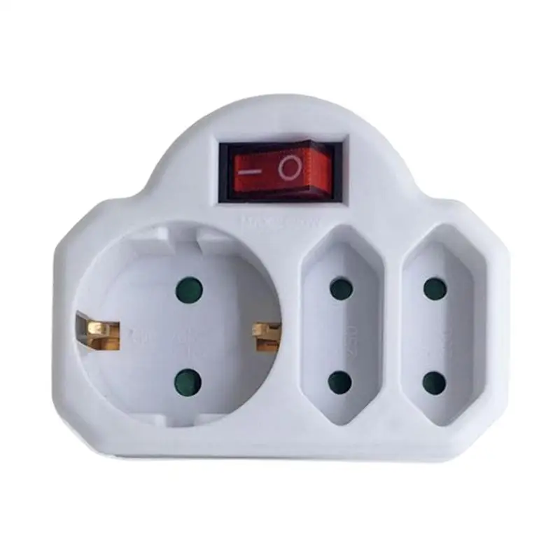 3-way Socket Adapter With Switch Power Adaptor For Austria Belgium Hungary Spain Sweden South Korea Russia