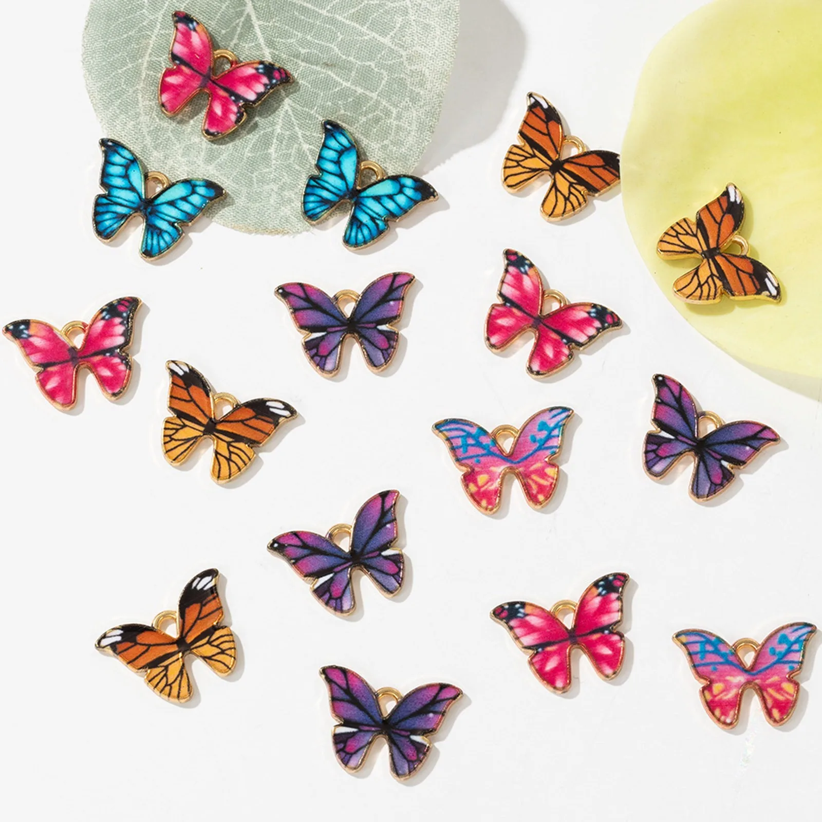 

DoreenBeads Insect Charms Butterfly Animal Multicolor Enamel Metal Pendants DIY Making Earrings Party Jewelry 22mm x 15mm,10PCs