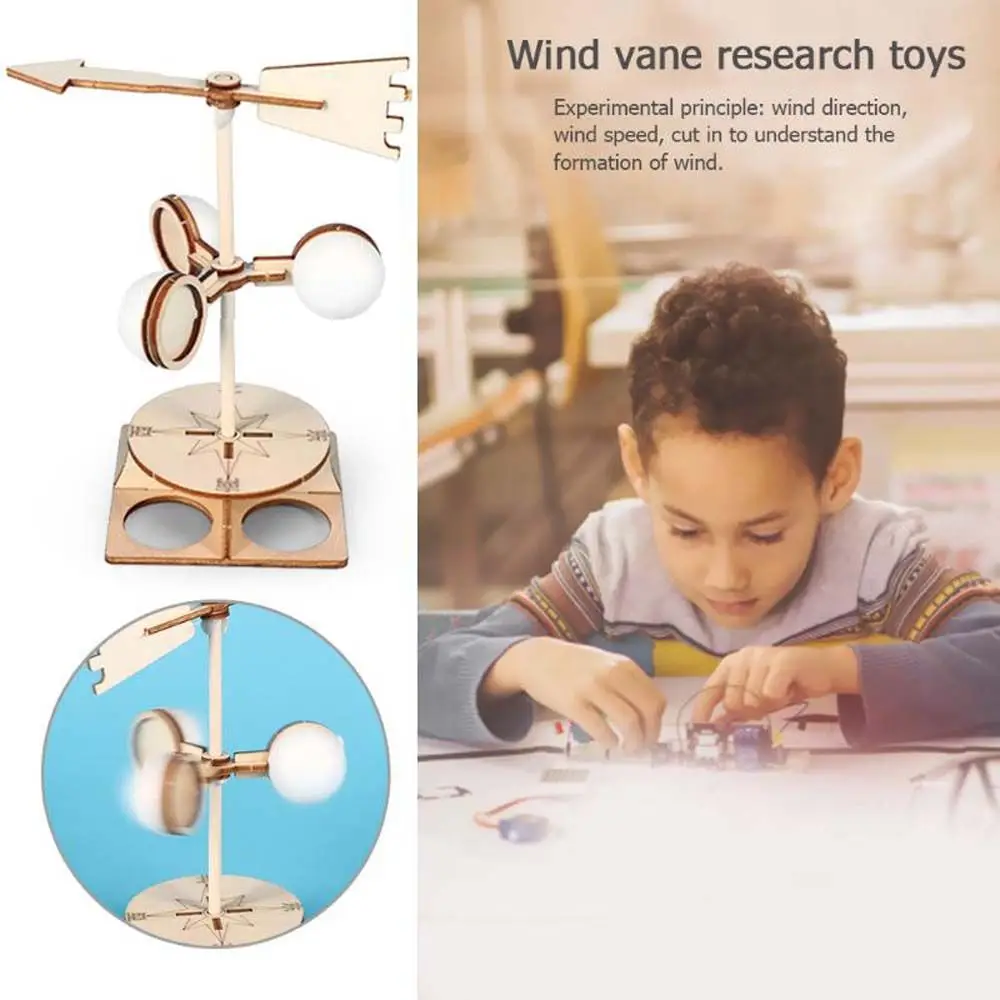 

Students School Educational Toys Speed Experiment Technology Science Toys Wooden DIY Wind Vane Wind Vane Model Kit