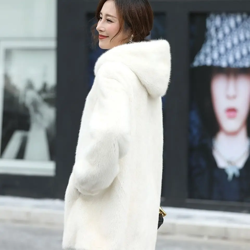 Natural Fur Coats Winter Women Mink Fur Coat Female Genuine Leather Jackets Ladies Oversize Warm Thick Detachable Long 2022 New enlarge