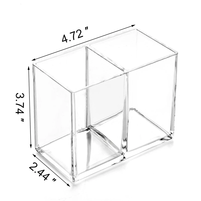 

Clear Acrylic Makeup Brush Holder Pen Pencil Cup Holder Cosmetic Storage Case Desktop Stationery Organizer Compartments for Home
