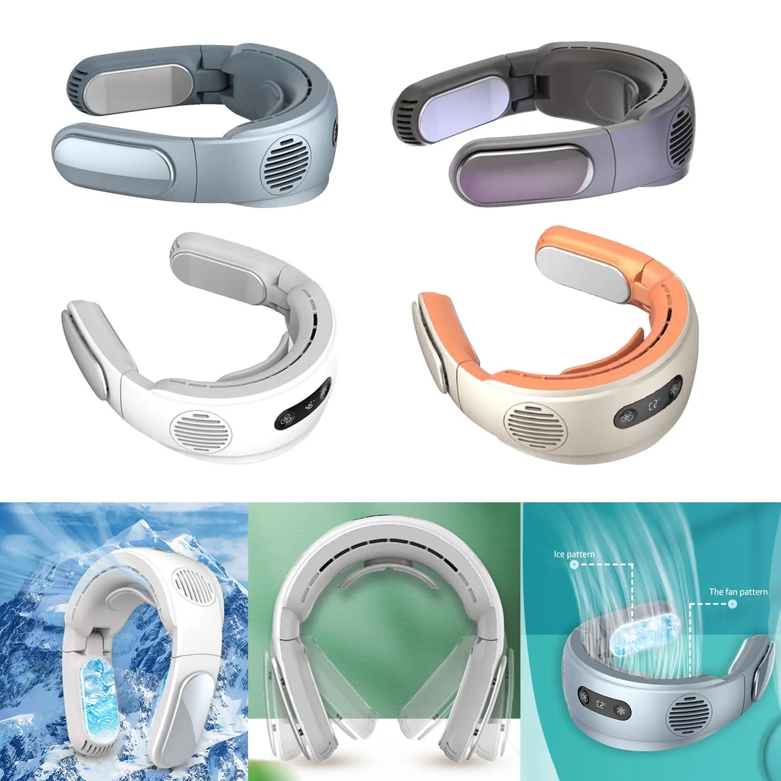 

5000mAh Portable Neck Fan Wearable Air Conditioner USB Rechargeable Hands Free Cooler Fan Travel Camping Sports Neckband Fan